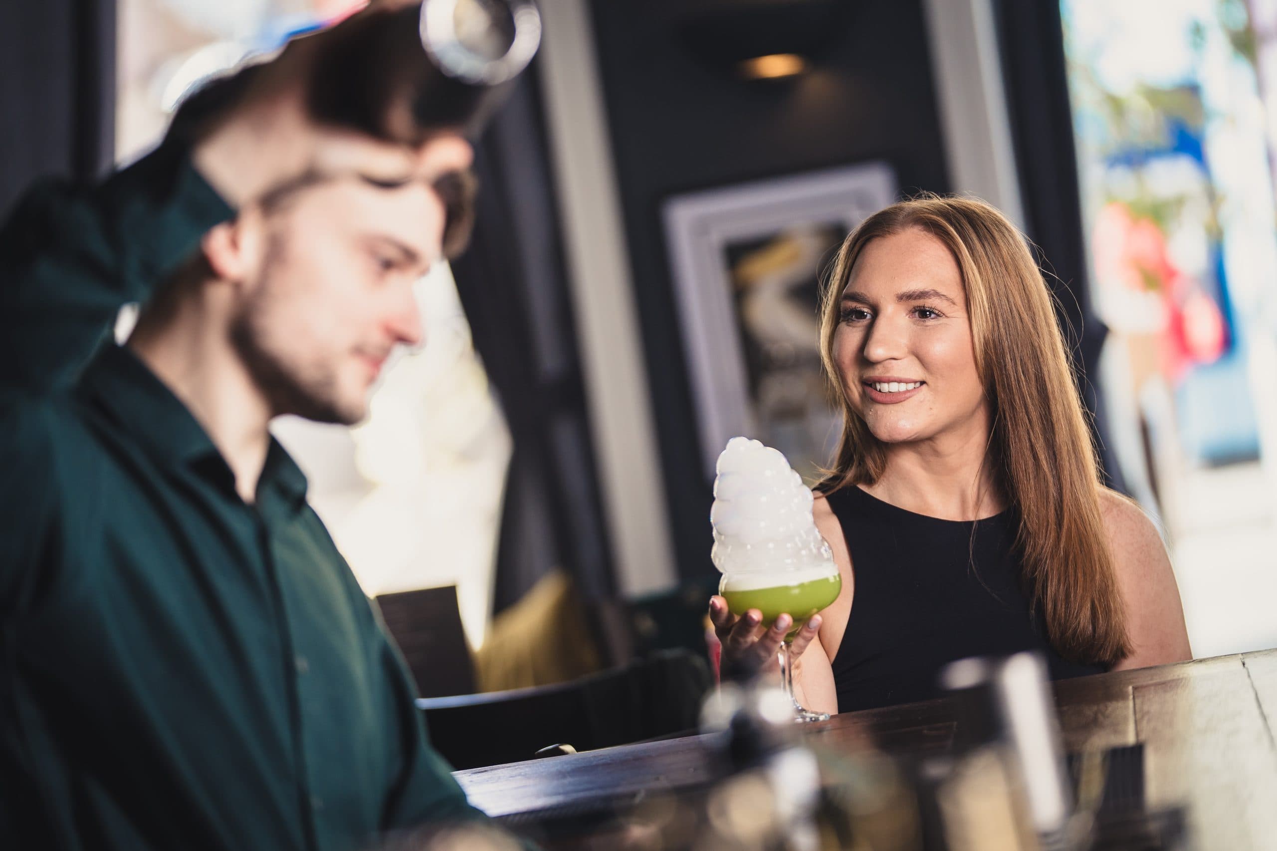 Event organiser and director of M.ad Agency Alice Christison at the bar. M.ad Agency has organised a number of successful Cocktail Week events across Scotland