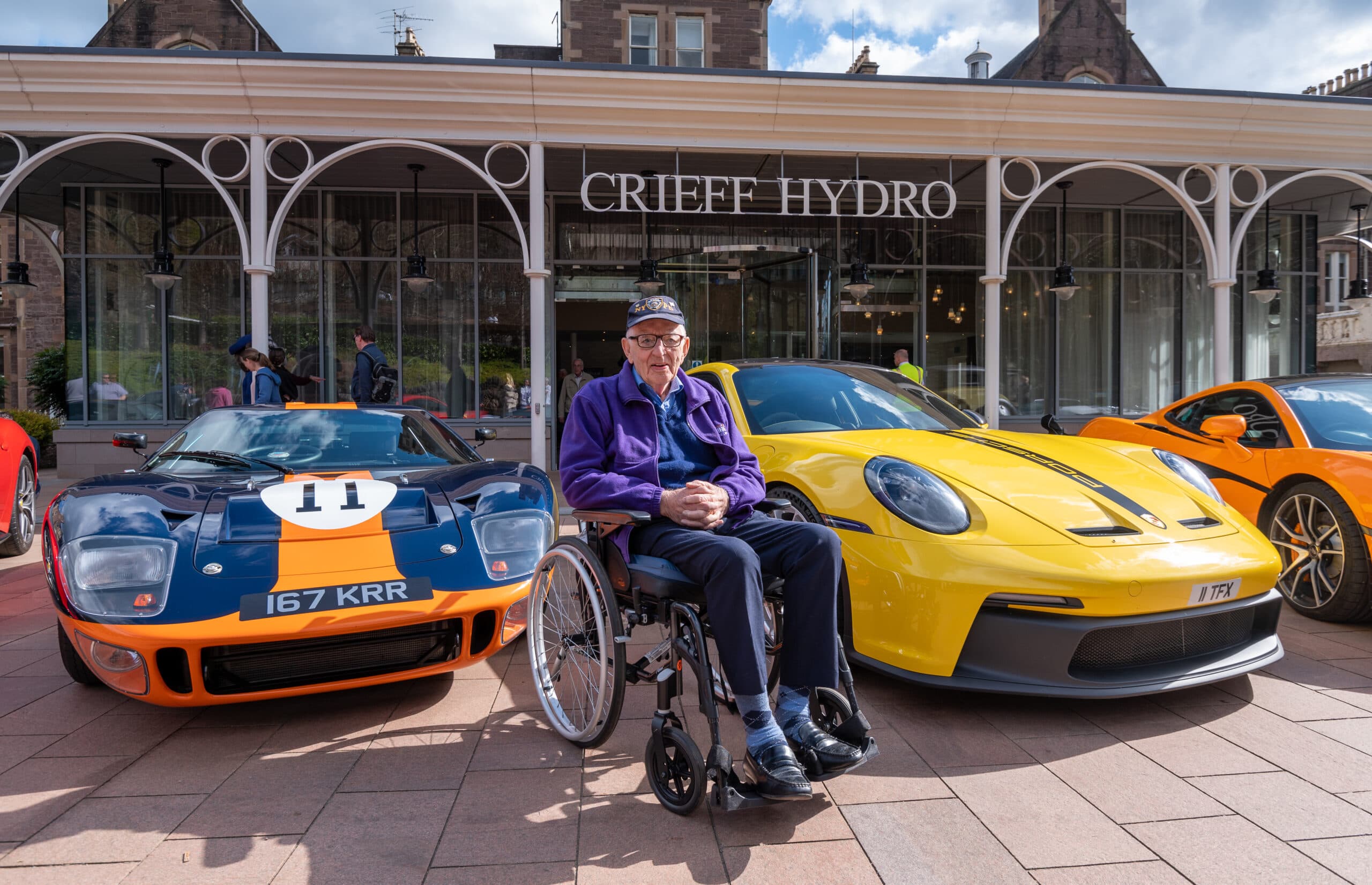 Veterans supported by the charity Erskine arrived at Crieff Hydro Hotel in style following a car convoy